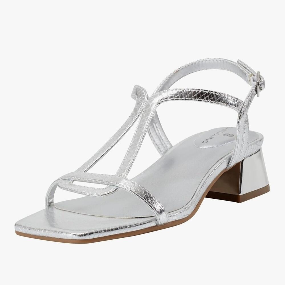 Bandolino Women's PRIMADON Heeled Sandal, Silver Snake 040, Size 11